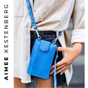 Aimee Kestenberg Leather Phone Crossbody Bag Bright Blue